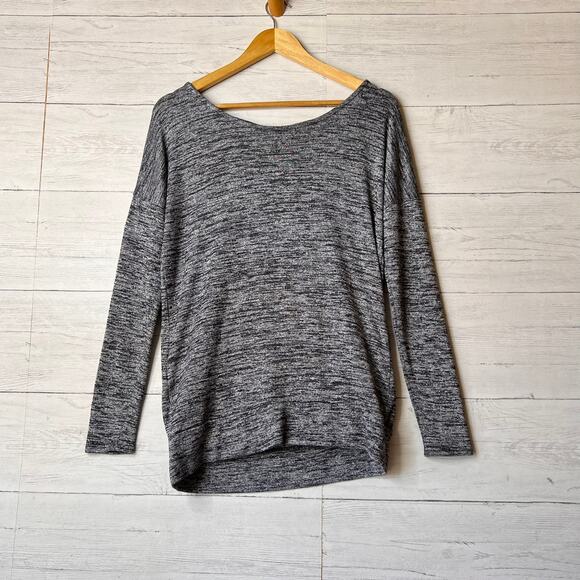 Athleta Top Womens Size XS Gray & Navy Pose Open T Back Draped Sweater Oversized - Picture 1 of 16